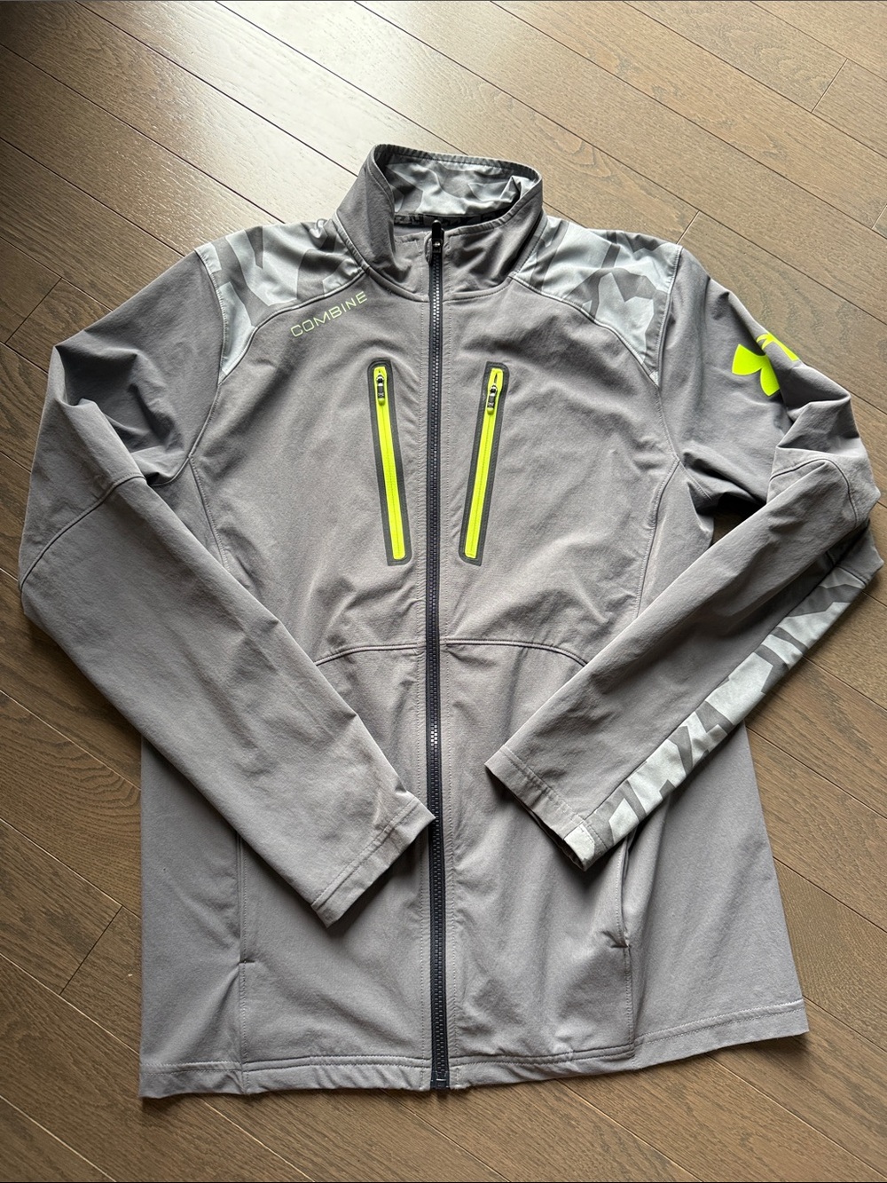 Under Armour Gray Performance Full-Zip Jacket with Neon Yellow Accents